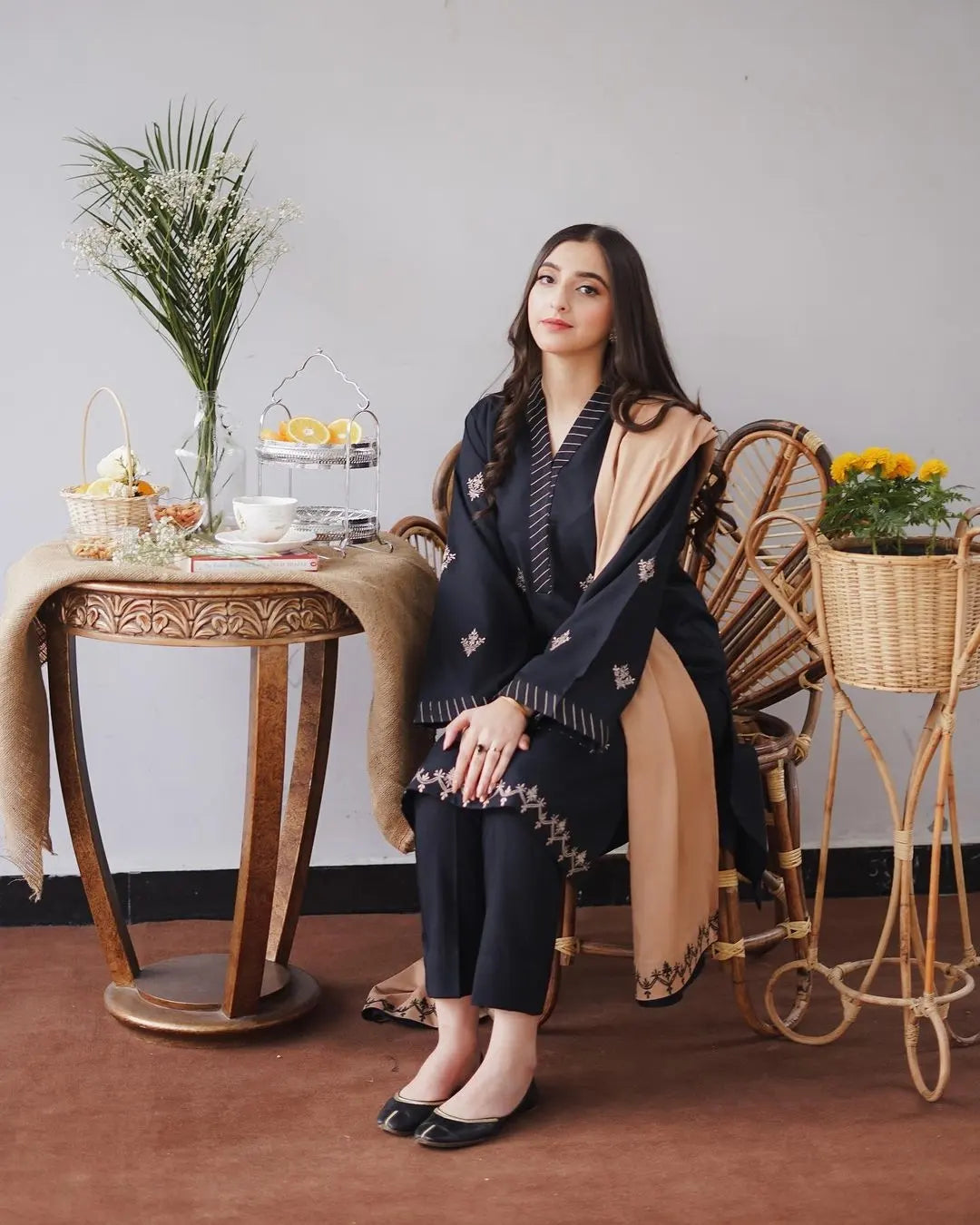 Black Mist | Khaas - 347 Linen 3 Pc Stitched Suit