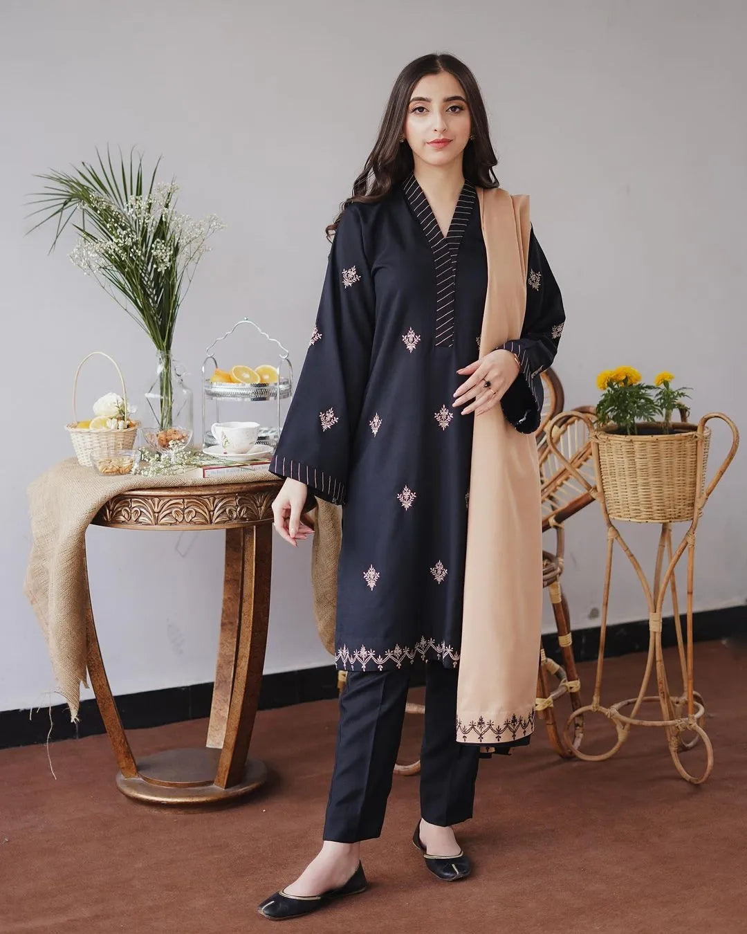 Black Mist | Khaas - 347 Linen 3 Pc Stitched Suit