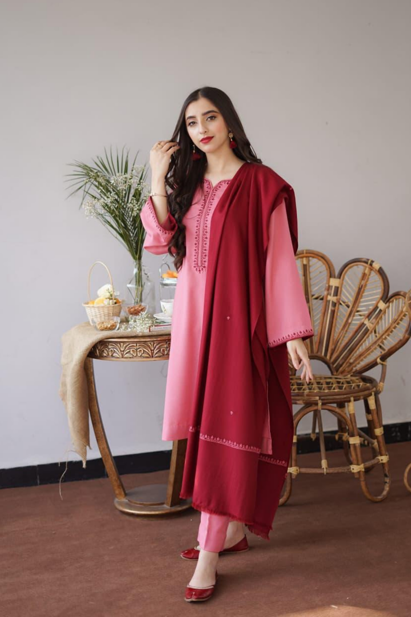Khaas - Rose Pink Premium Dhanak 3 Pc