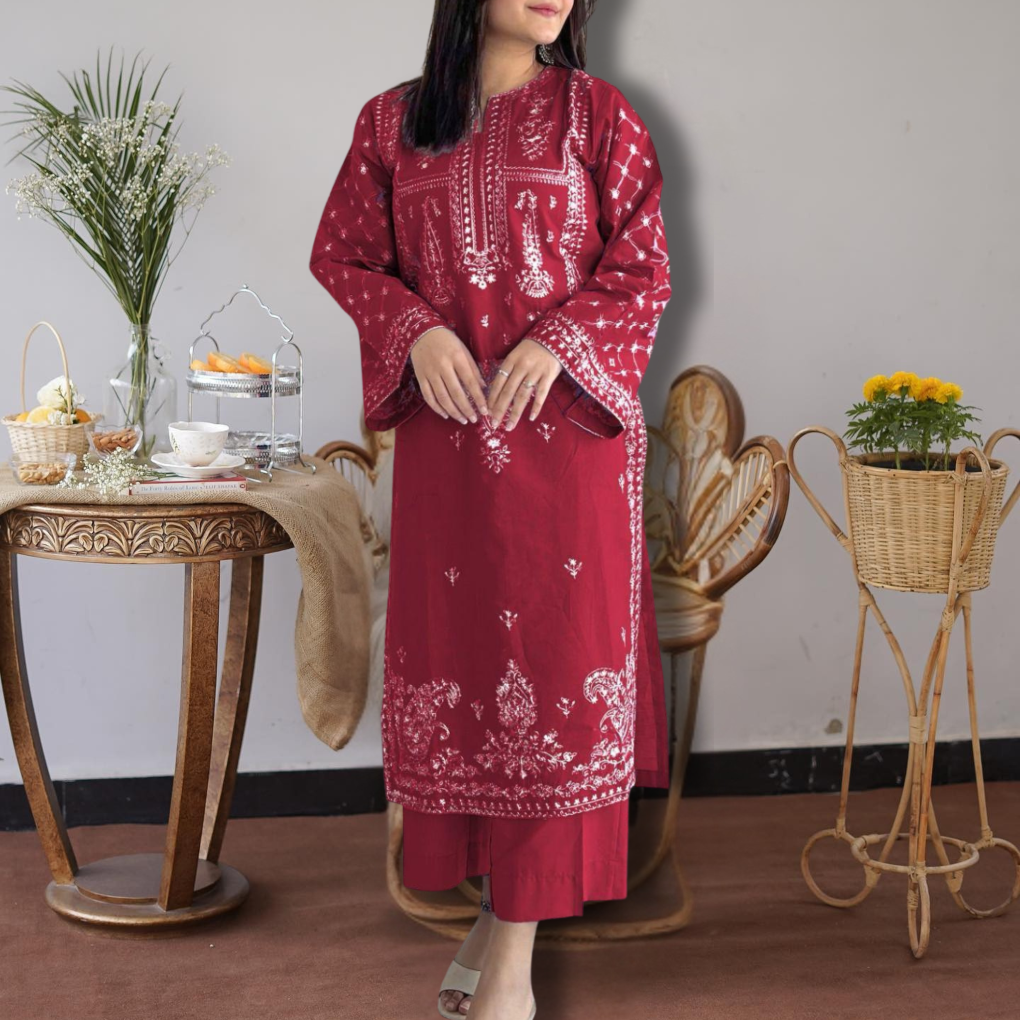 Khaas - Naaz (Maroon) Premium Embroidered 2-Piece