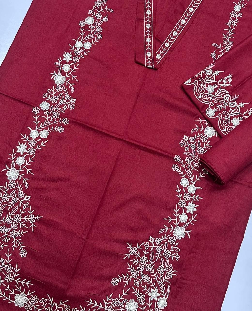 Khaas - Kohl (Deep Red) Double-Head Embroidered 2-Piece