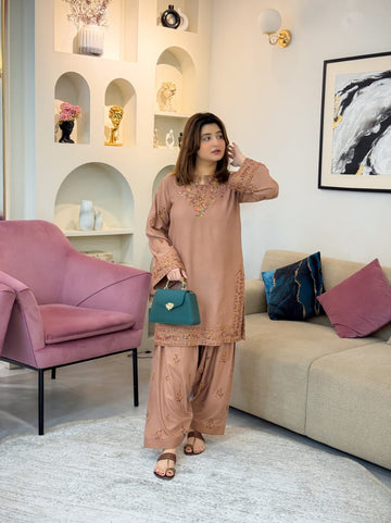 Khaas | 2 Pc Lawn Stitched Suit – Multi Embroidered Farshi Shalwar