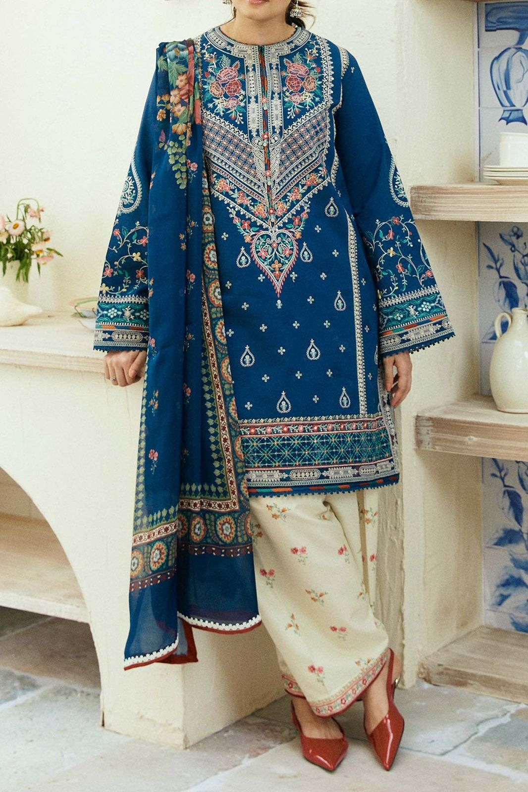 Khaas - Blue Virtue Premium Dhanak 3 Pc 4183