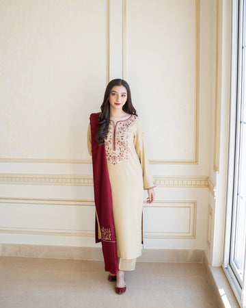 Khaas -  Embroidered 3-Piece Dhanak Set
