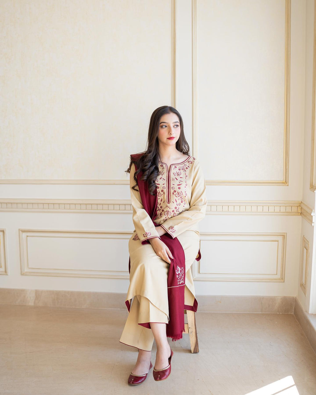 Khaas -  Embroidered 3-Piece Dhanak Set